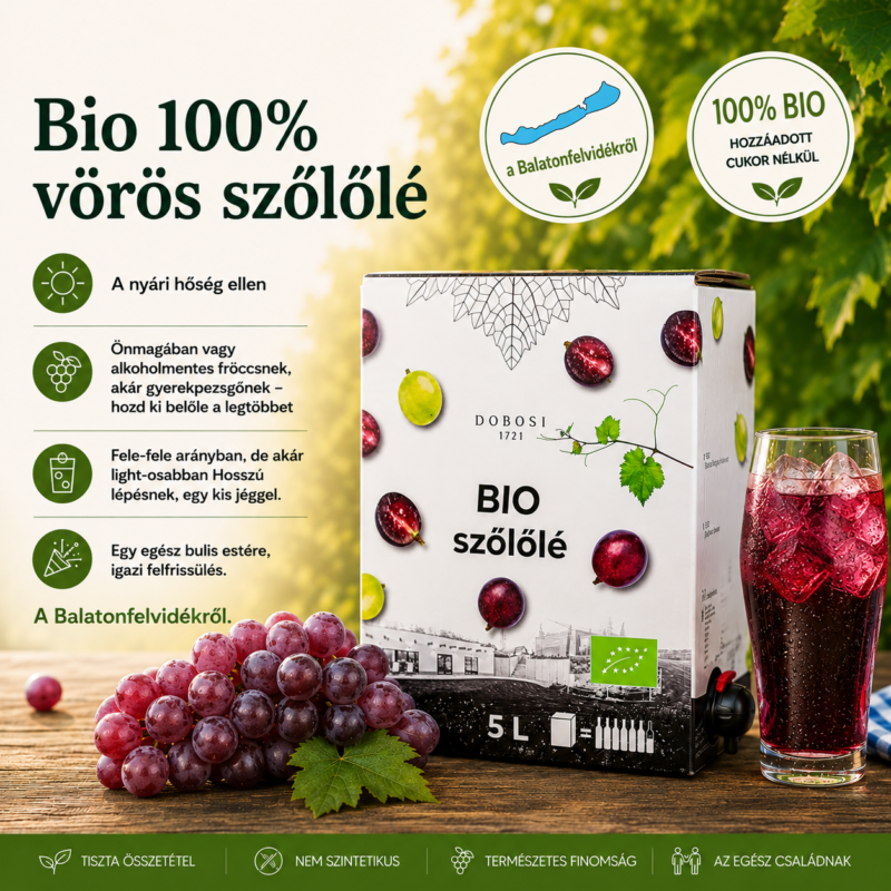 Bio vörös szőlőlé 5l BiB