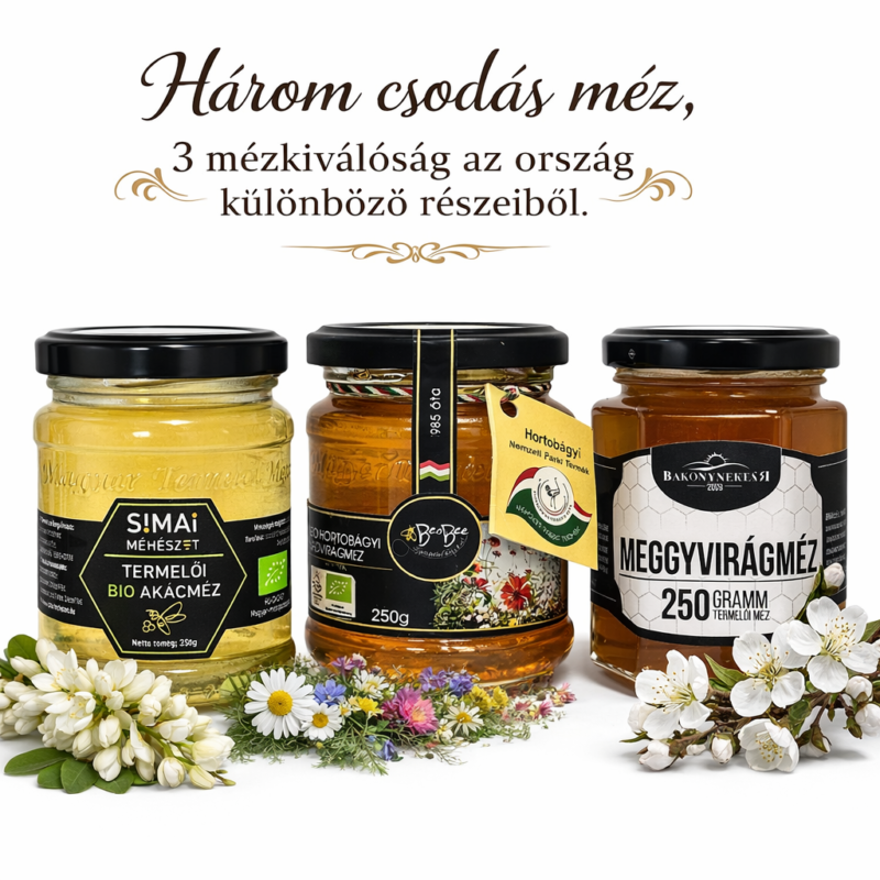 Magyarország mézei válogatás (3x250g) - Ajándékcsomagolásban