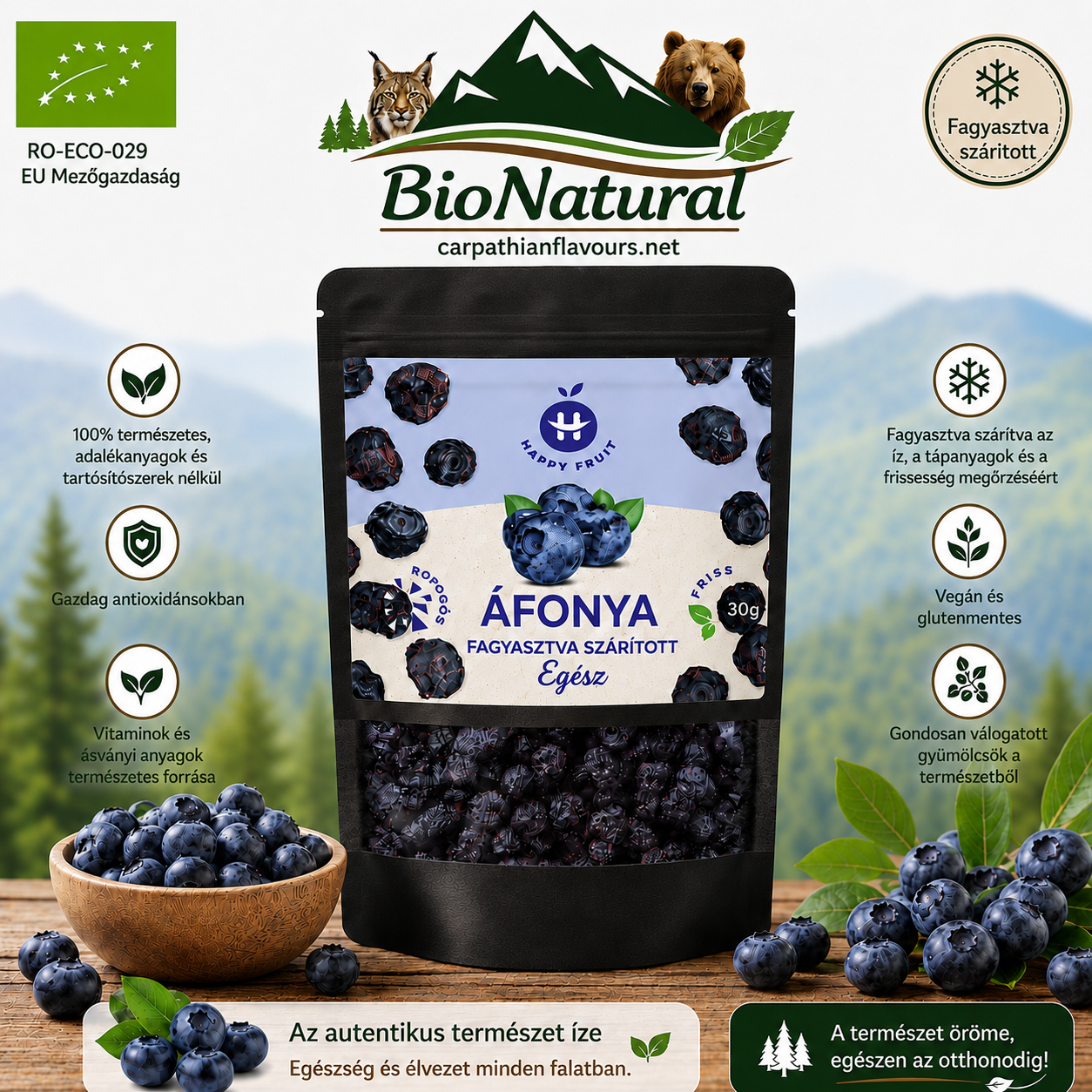 Snack/Nassoláshoz - Bio szárított feketeáfonya 30g